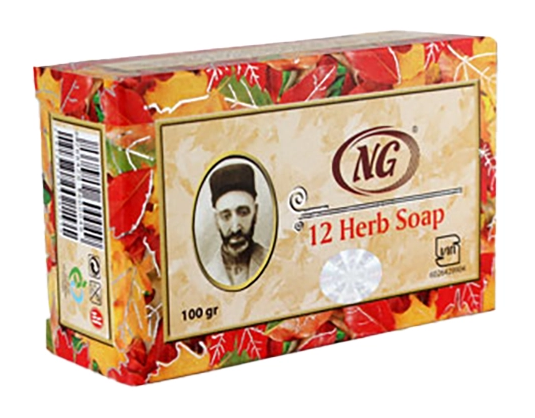 صابون 12 گیاه ان جی(ضد ریزش مو ) کتیرا مریم گلی رزماری سبوس برنج گزنه سدر ختمی همیشه بهار جوانه  100گرمگندم